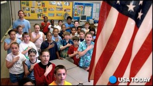 Students pledge in the classroom; Photo: USA TODAY